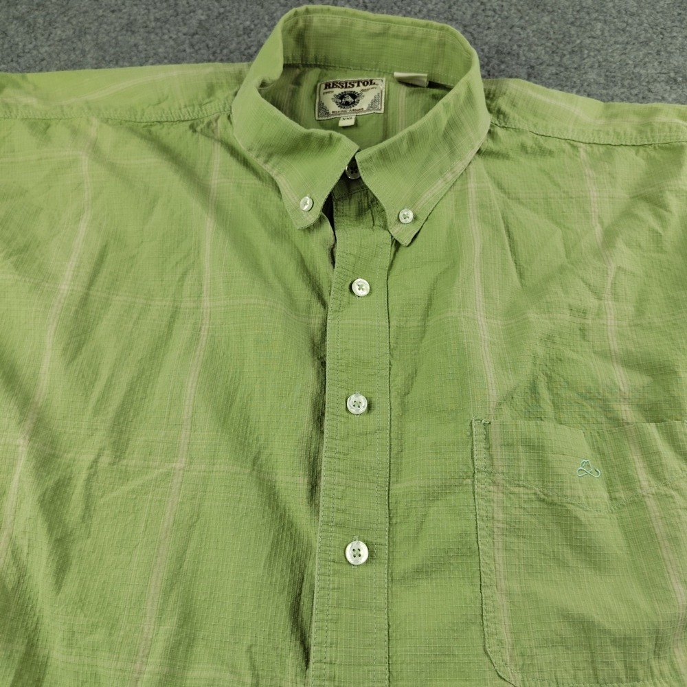 Resistol Shirt Mens XXL Green Plaid Ripstop Cotton Button Down Western Cowboy